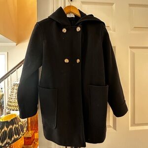 Zara Girls Navy Pea Coat with Hood